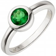 JOBO Damen Ring Silber mit gr�nem Zirkonia