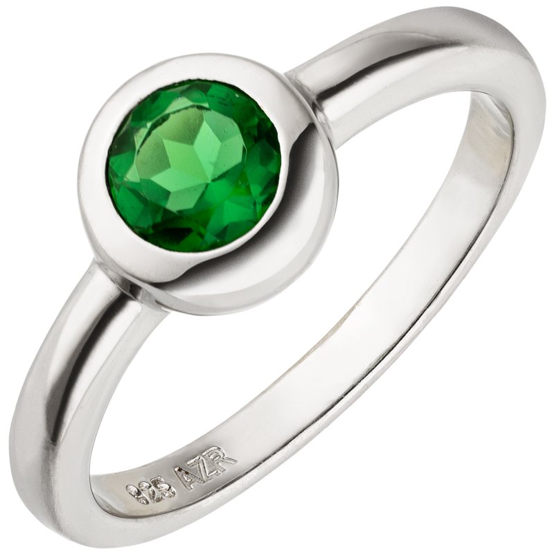 JOBO Damen Ring 925 Sterling Silber 1 Zirkonia gr�n