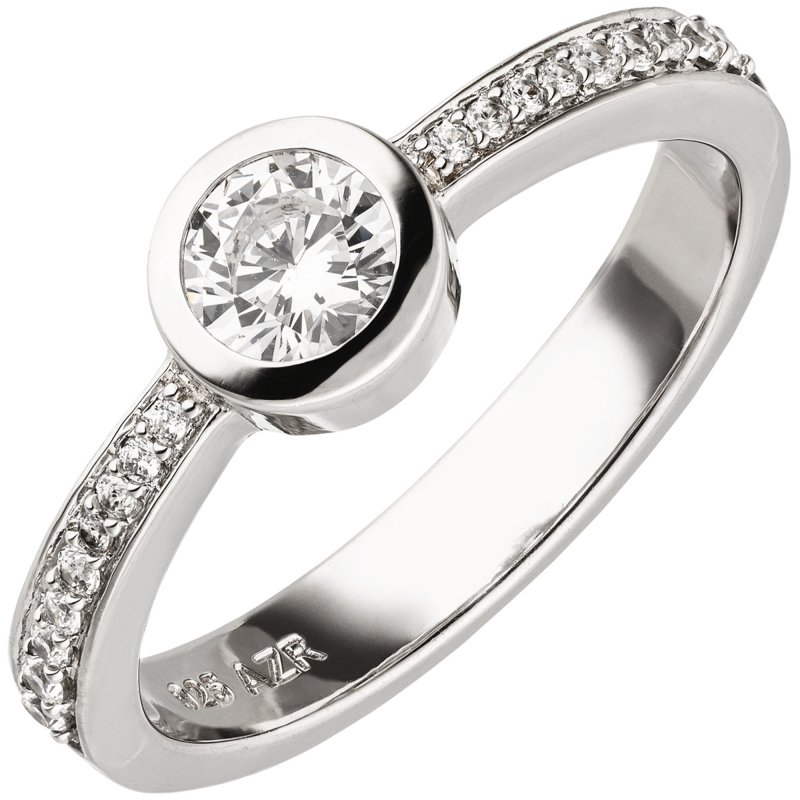 JOBO Damen Ring 925 Sterling Silber 19 Zirkonia Silberring
