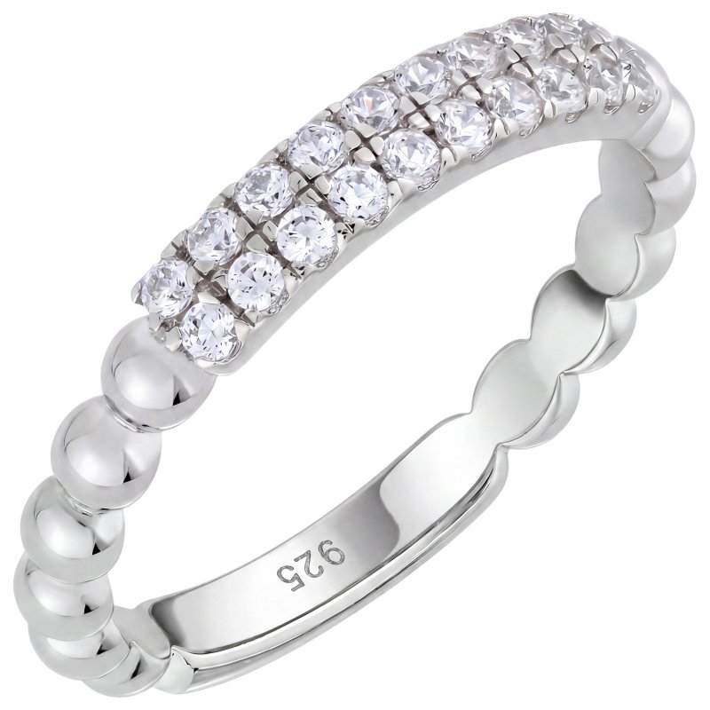 JOBO Damen Ring 925 Sterling Silber 20 Zirkonia Silberring