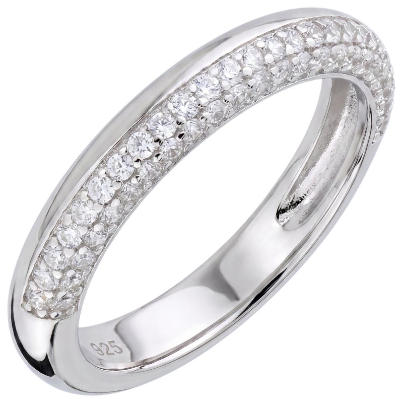 JOBO Damen Ring 925 Sterling Silber 48 Zirkonia Silberring