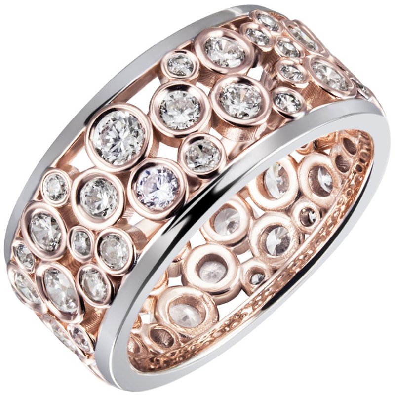 JOBO Damen Ring 925 Sterling Silber bicolor vergoldet 55 Zirkonia Silberring