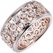 JOBO Damen Ring 925 Sterling Silber bicolor vergoldet 55 Zirkonia Silberring
