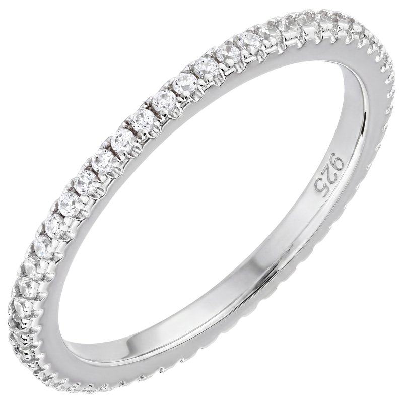 JOBO Damen Ring 925 Sterling Silber ca. 49 Zirkonia rundum Silberring