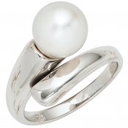 JOBO Damen Ring 925 Sterling Silber rhodiniert 1 S��wasser Perle Perlenring