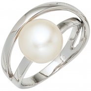 JOBO Damen Ring 925 Sterling Silber rhodiniert 1 S��wasser Perle Perlenring
