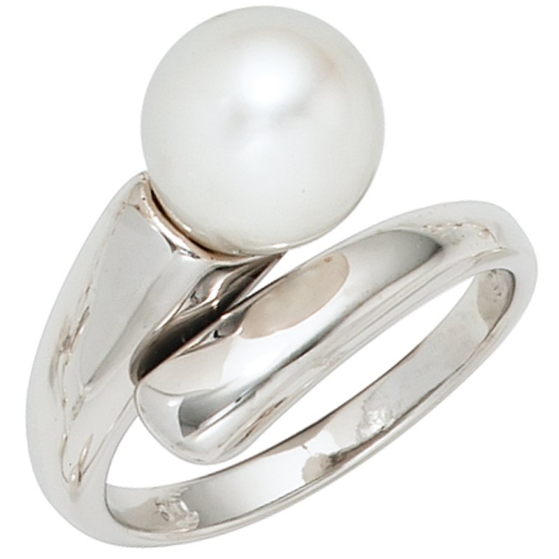 JOBO Damen Ring 925 Sterling Silber rhodiniert 1 S��wasser Perle Perlenring