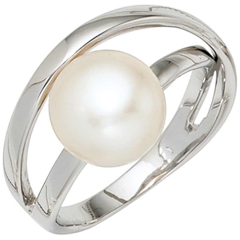 JOBO Damen Ring 925 Sterling Silber rhodiniert 1 S��wasser Perle Perlenring