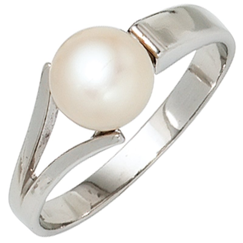 JOBO Damen Ring 925 Sterling Silber rhodiniert 1 S��wasser Perle Perlenring