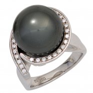 JOBO Damen Ring 925 Sterling Silber rhodiniert mit Zirkonia Silberring Perlenring