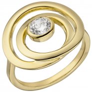 JOBO Damen Ring 925 Sterling Silber vergoldet 1 Zirkonia