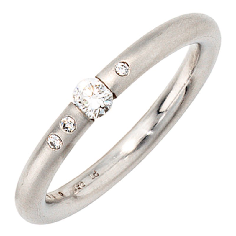 JOBO Damen Ring 950 Platin 4 Diamanten Brillanten 0,20ct. Platinring