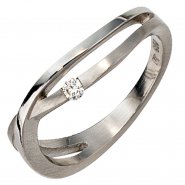 JOBO Damen Ring 950 Platin matt 1 Diamant Brillant 0,05ct. Platinring