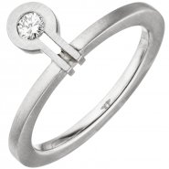 JOBO Damen Ring 950 Platin matt 1 Diamant Brillant 0,07ct.