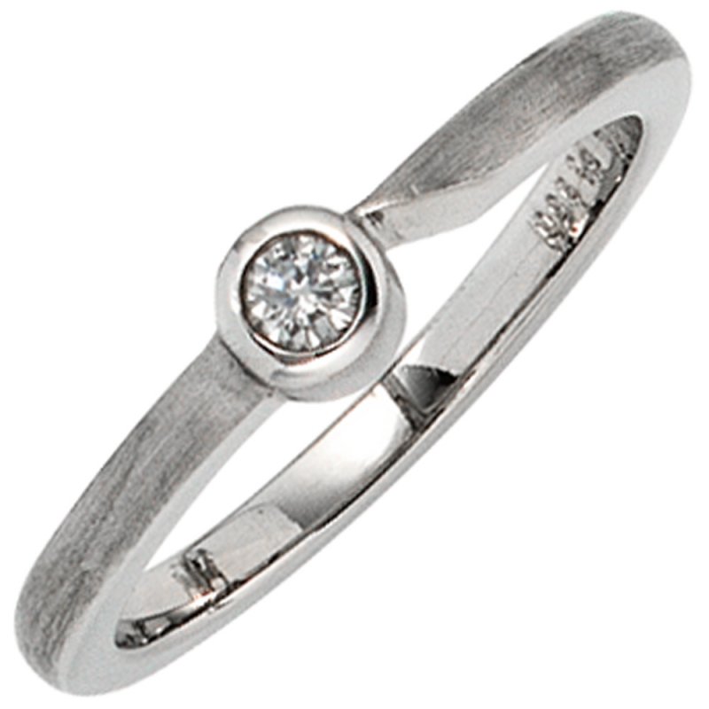 JOBO Damen Ring 950 Platin matt 1 Diamant Brillant 0,08 ct. Platinring