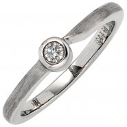 JOBO Damen Ring 950 Platin matt 1 Diamant Brillant 0,08 ct. Platinring