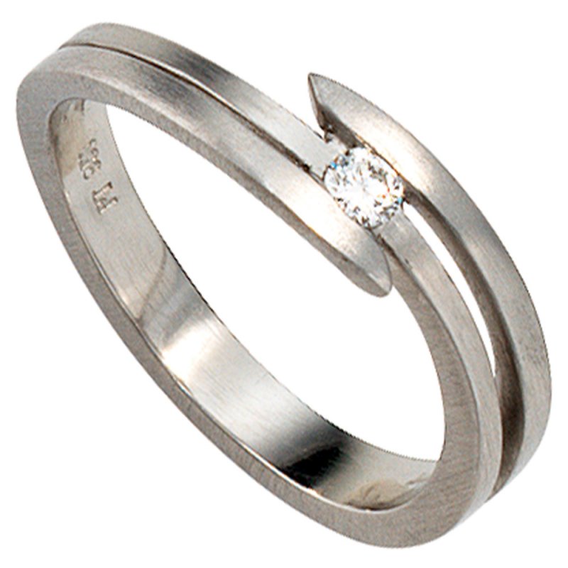 JOBO Damen Ring 950 Platin matt 1 Diamant Brillant 0,09ct. Platinring