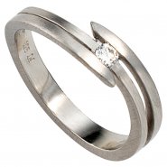 JOBO Damen Ring 950 Platin matt 1 Diamant Brillant 0,09ct. Platinring