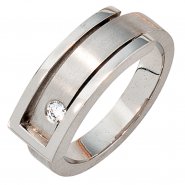 JOBO Damen Ring 950 Platin matt 1 Diamant Brillant 0,10ct. Platinring