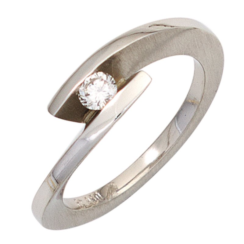 JOBO Damen Ring 950 Platin matt 1 Diamant Brillant 0,15ct. Platinring
