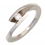 JOBO Damen Ring 950 Platin matt 1 Diamant Brillant 0,15ct. Platinring