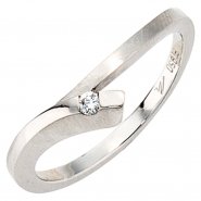 JOBO Damen Ring 950 Platin mattiert 1 Diamant Brillant 0,03ct. Platinring