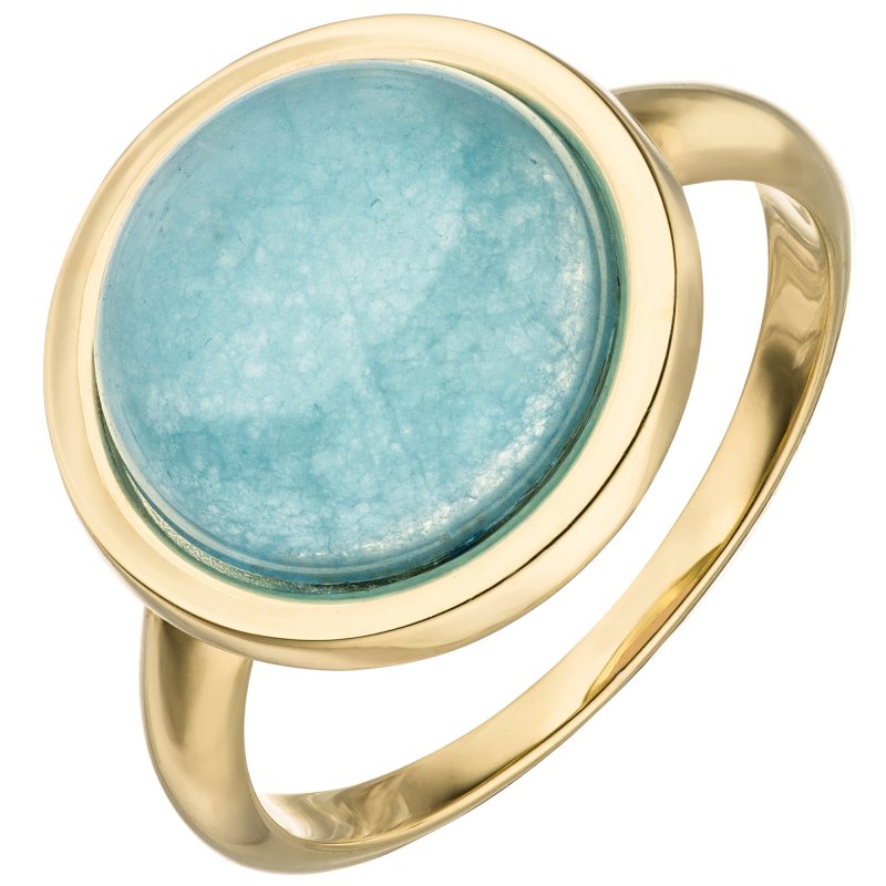 JOBO Damen Ring Chalcedon blau 375 Gold Gelbgold