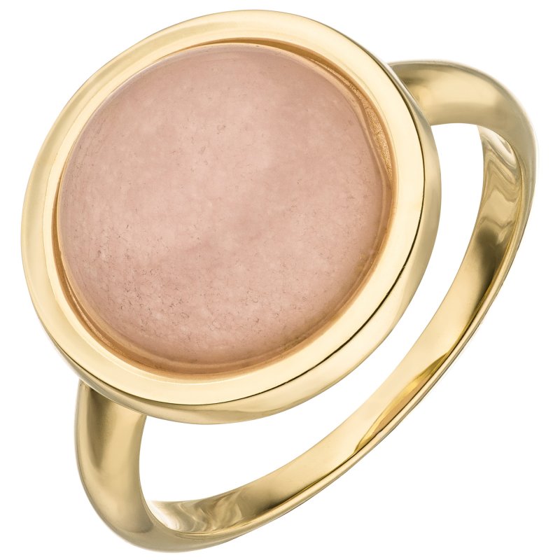JOBO Damen Ring Chalcedon rosa 375 Gold Gelbgold