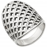 JOBO Damen Ring Edelstahl mit Gitter-Struktur