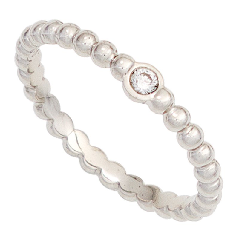 JOBO Damen Ring Kugel 950 Platin 1 Diamant Brillant 0,05ct. Kugelring Platinring