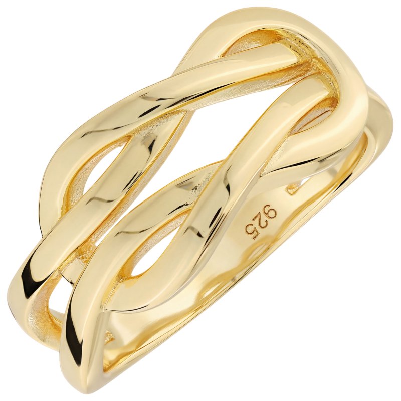 JOBO Damen Ring Schlaufe 925 Sterling Silber vergoldet Silberring