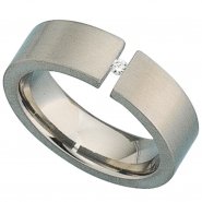 JOBO Damen Ring Titan matt 1 Diamant Brillant 0,03ct.