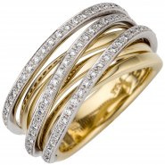 JOBO Damen Ring breit 585 Gold Gelbgold Wei�gold bicolor 78 Diamanten Brillanten
