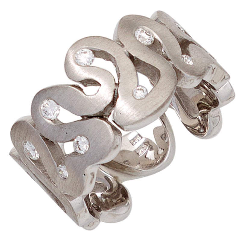 Weissgold Ring Damen Breit