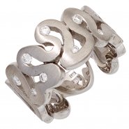 JOBO Damen Ring breit 585 Gold Wei�gold matt 10 Diamanten Brillanten Wei�goldring