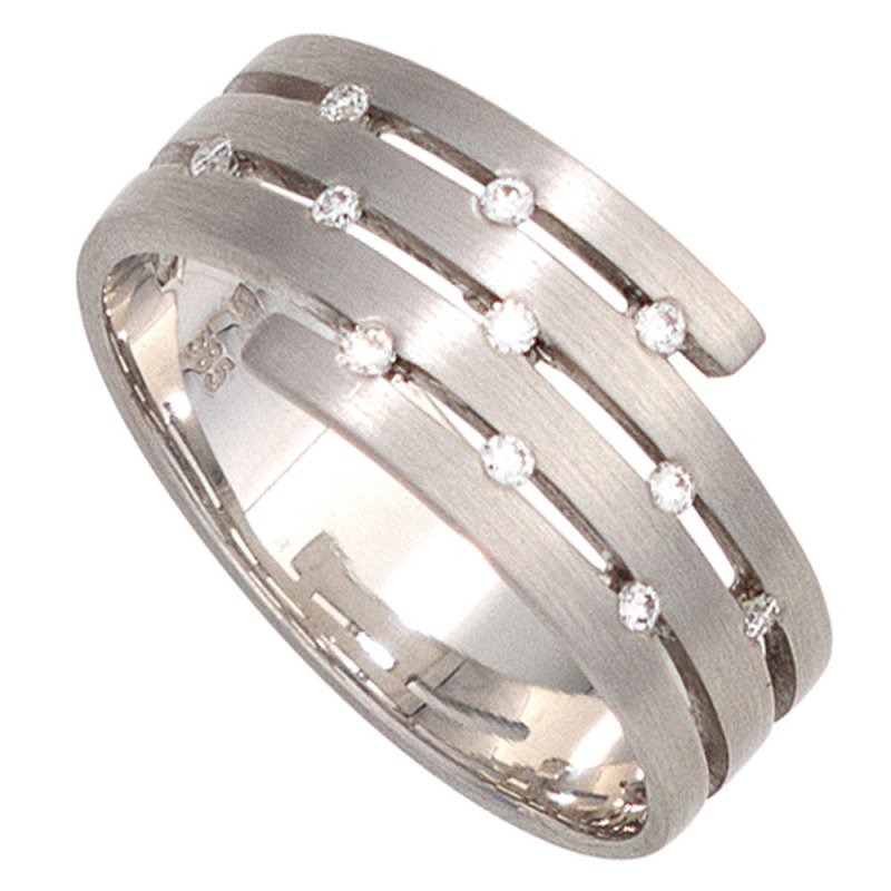 Weissgold Ring Damen Breit