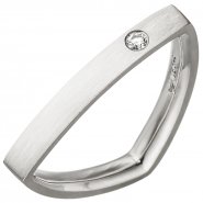 JOBO Damen Ring dreieckig Dreieck 950 Platin matt 1 Diamant Brillant Platinring