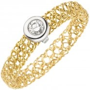 JOBO Damen Ring geflochten 750 Gold Gelbgold 1 Diamant Brillant 0,10ct. Diamantring