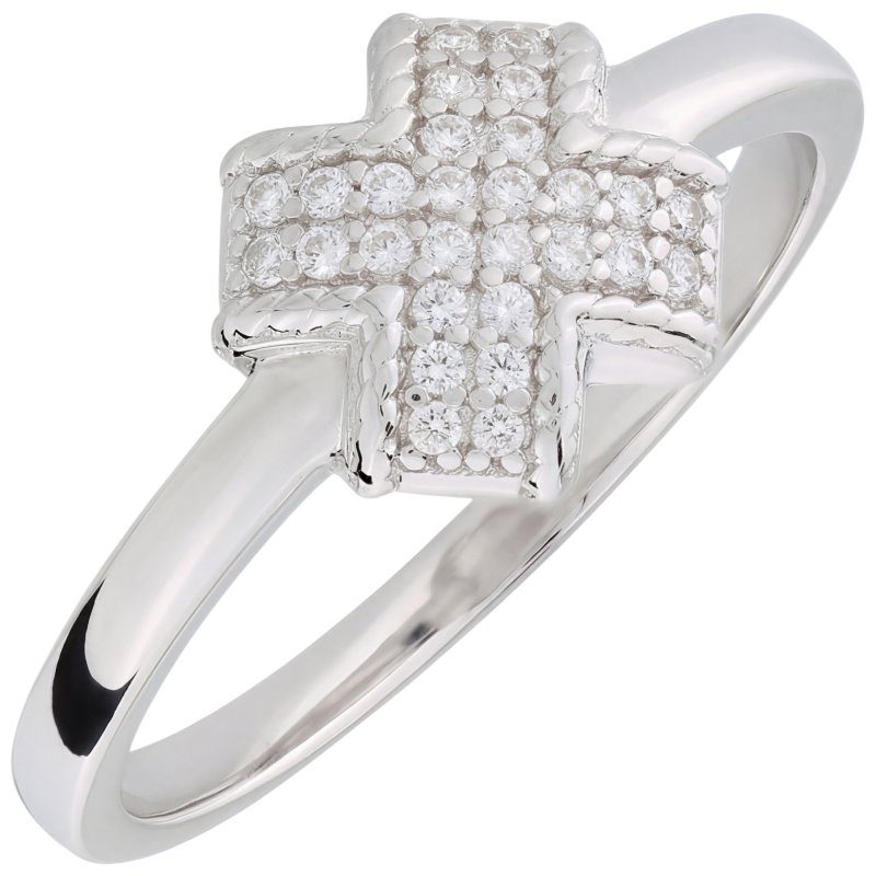 JOBO Damen Ring gekreuzt 925 Sterling Silber 28 Zirkonia Silberring