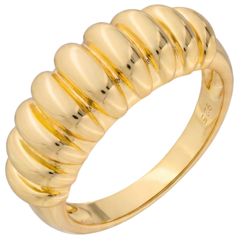 JOBO Damen Ring geriffelt 925 Sterling Silber vergoldet Silberring