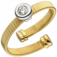 JOBO Damen Ring offen 750 Gelbgold Wei�gold bicolor matt 1 Diamant Brillant