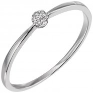 JOBO Damen Ring schmal 585 Gold Wei�gold 7 Diamanten Brillanten Wei�goldring