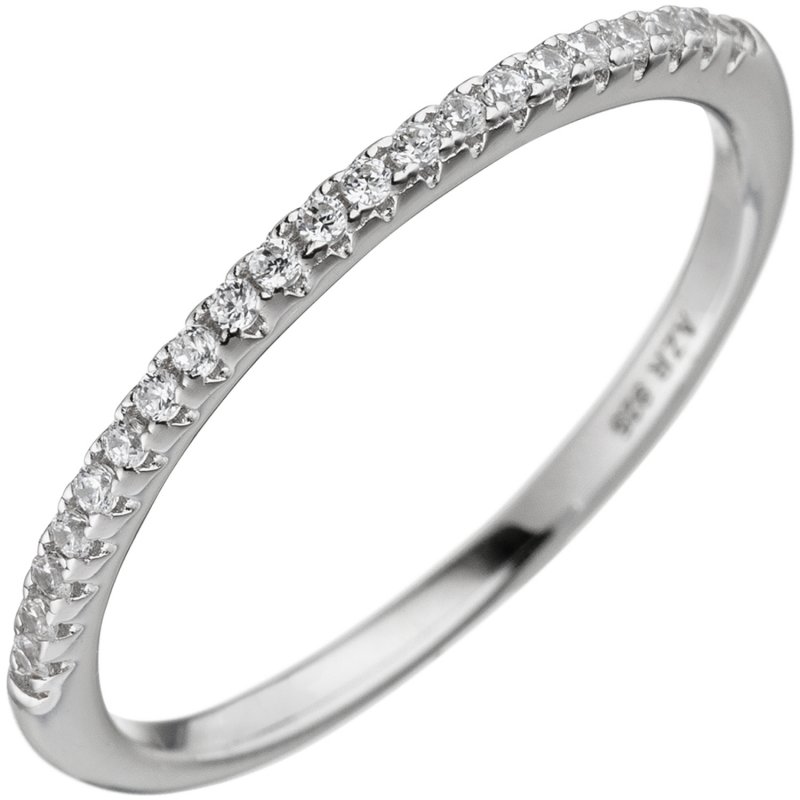 JOBO Damen Ring schmal 925 Sterling Silber mit 21 Zirkonia Silberring
