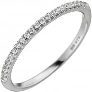 JOBO Damen Ring schmal 925 Sterling Silber mit 21 Zirkonia Silberring