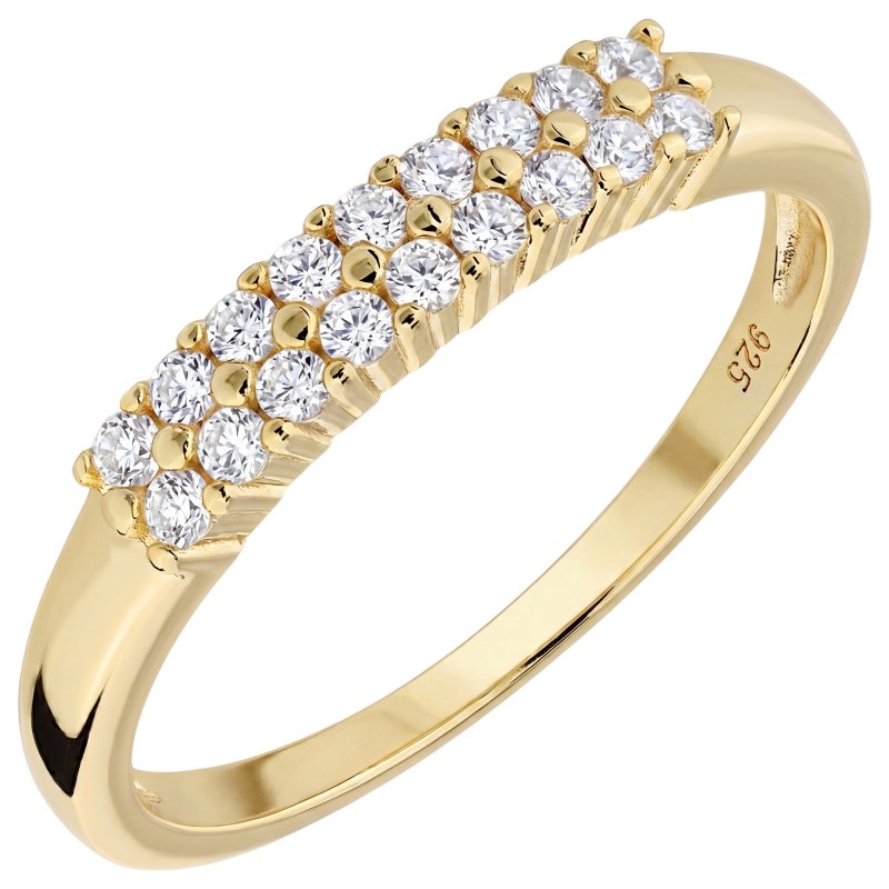 JOBO Damen Ring schmal 925 Sterling Silber vergoldet 18 Zirkonia Silberring