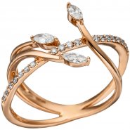 JOBO Damen Ring verschlungen 585 Gold Rotgold 22 Diamanten Brillanten Rotgold