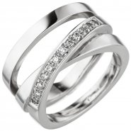 JOBO Damen Ring verschlungen 585 Gold Wei�gold 12 Diamanten Brillanten Diamantring