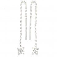 JOBO Durchzieh-Ohrh�nger Stern 925 Silber 2 Zirkonia Ohrringe zum Durchziehen