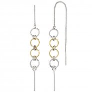 JOBO Durchzieh-Ohrh�nger lang 925 Sterling Silber bicolor Ohrringe zum Durchziehen