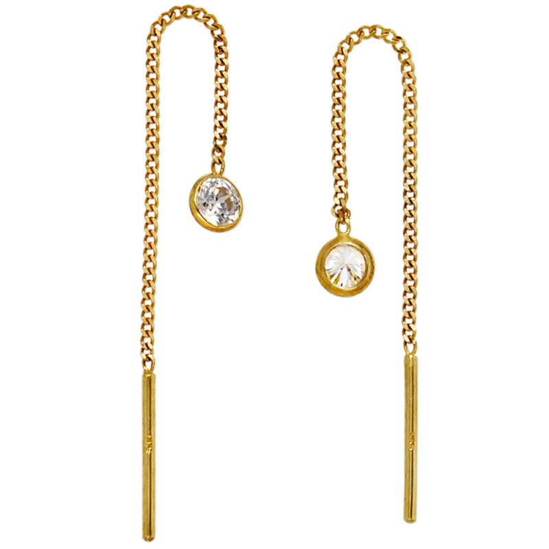 JOBO Durchzieh-Ohrh�nger 333 Gold Gelbgold 2 Zirkonia Ohrringe zum Durchziehen